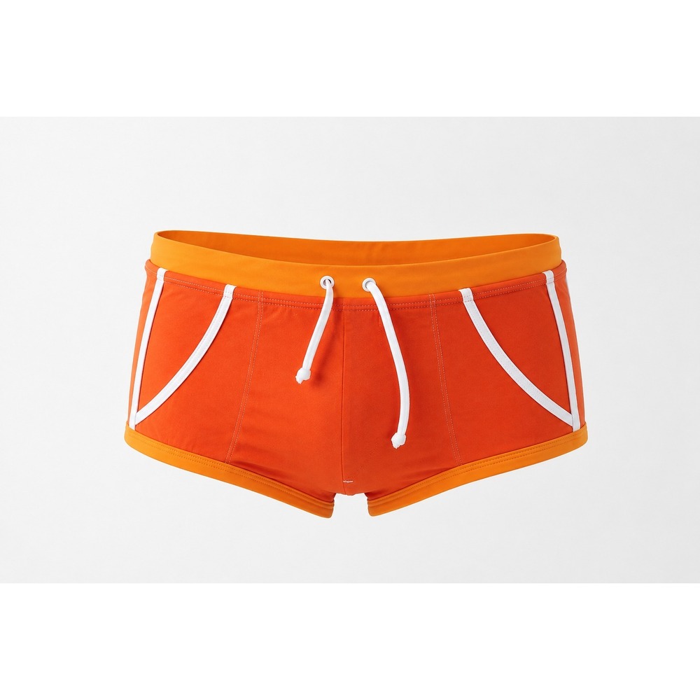 *Altered Rufskin Swimwear Orange Swim Briefs Drawstring Trunks Mens Shorts Large